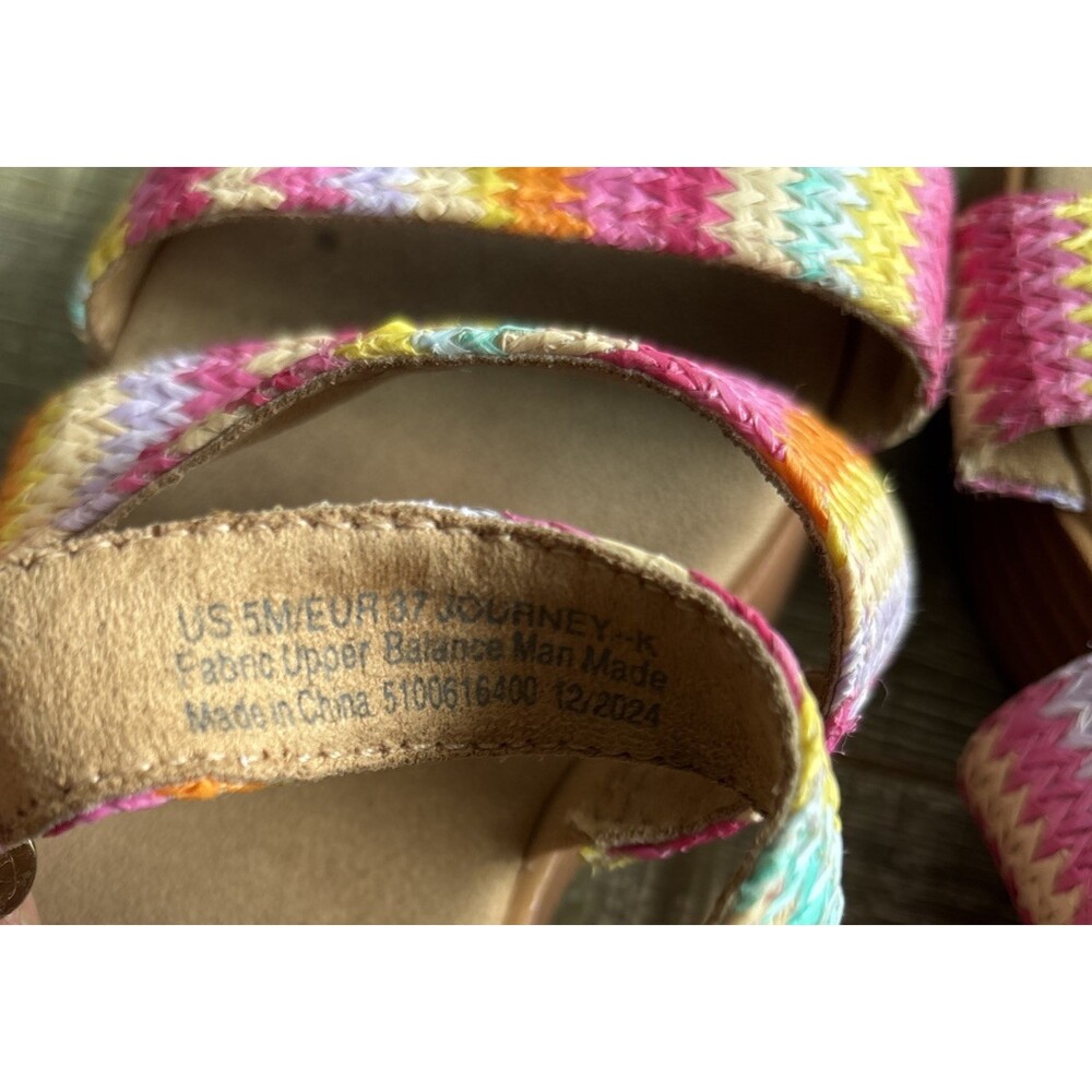 Blowfish Malibu Platform Sandals Sz 5M Rainbow Snap & Buckle Closure Open Toe - Picture 2 of 15